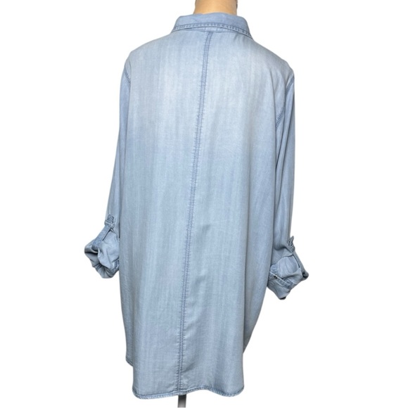 Intro.❤️ (EUC) Roll-Tab Long Sleeve Snap Front Lyocell (Tencel) Shirt Size Large - Picture 9 of 15